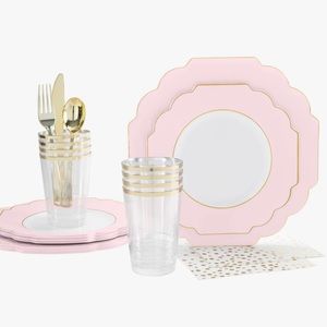 Laura Ashley Party Set. Scalloped Blush & Gold.